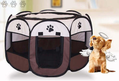 Folding Octagonal Pet Fence Oxford Cloth Cat And Dog Kennel for safe outdoor play.