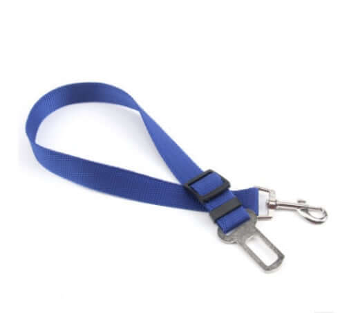 Fixed Strap Polyester Dog Strap Dog Leash Dog Leash in blue color with a seatbelt clip.