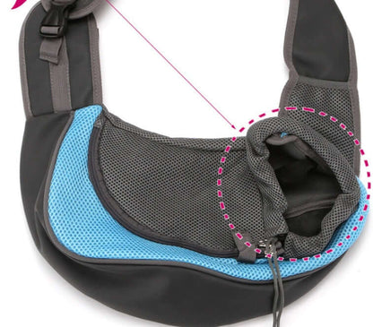 Close-up of Pet Backpack highlighting breathable mesh design and secure zipper pocket for pet safety.