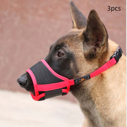 Adjustable Mask For Pets Without Biting in breathable mesh, designed for comfort and easy size adjustment.