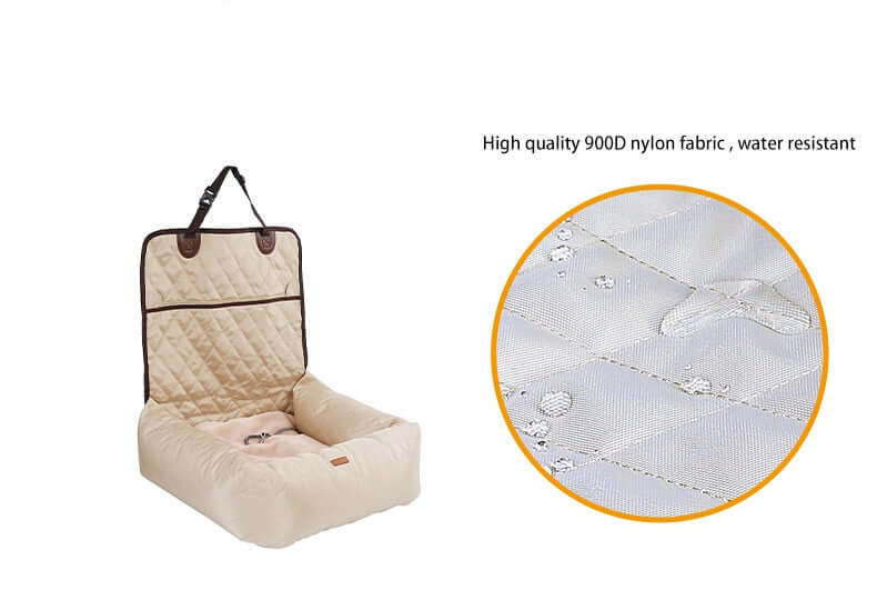 2 In 1 Pet Dog Carrier Folding Car Seat Pad Thickened Multi-purpose Pet Bed Dog Car Mattress Pets Supplies in beige color with waterproof fabric