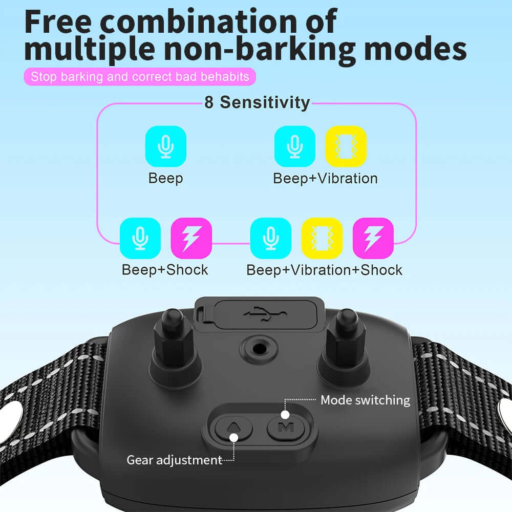 Smart Automatic Anti Barking Dog Collar Rechargeable Bark Stopper Stop Barking HD Digital Display IP67 Waterproof Collar For Dogs Pet Products with non-barking modes