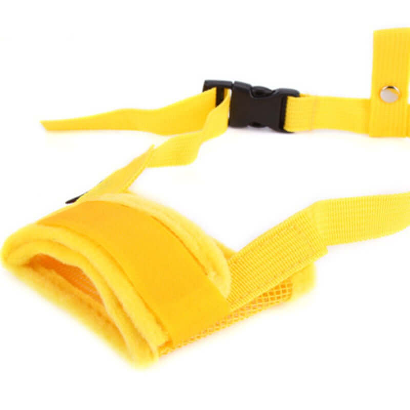 Adjustable Mask For Pets Without Biting, breathable mesh cloth, adjustable size, yellow pet muzzle.