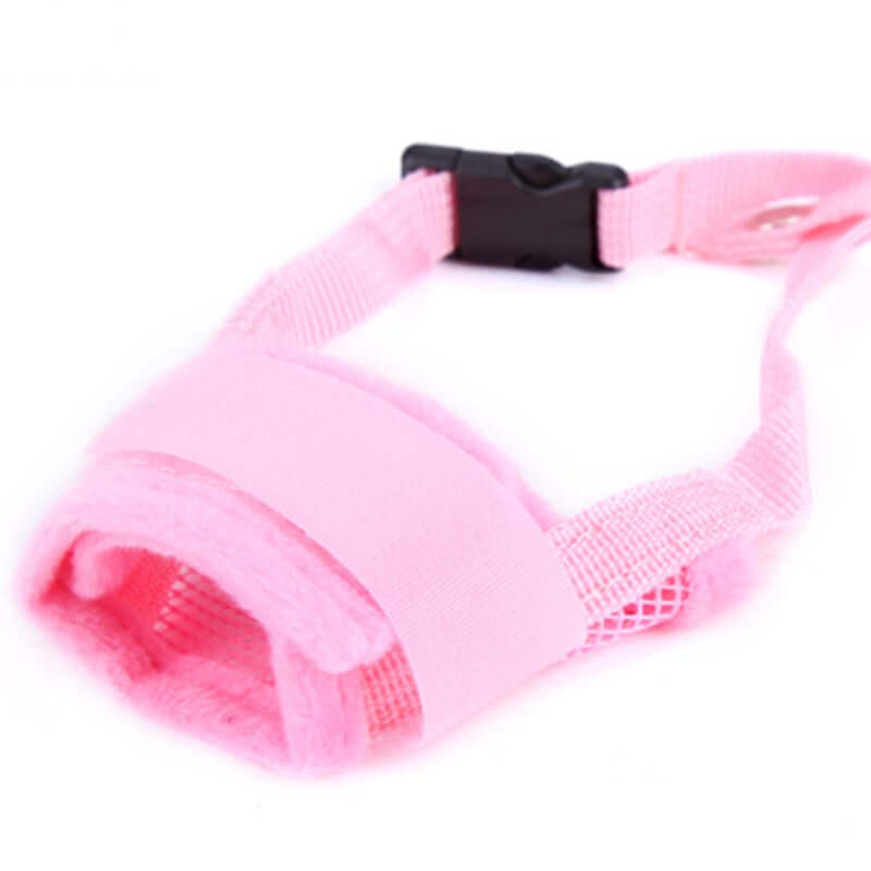 Adjustable Mask For Pets Without Biting, pink breathable mesh cloth, three-layer Velcro for easy adjustment.