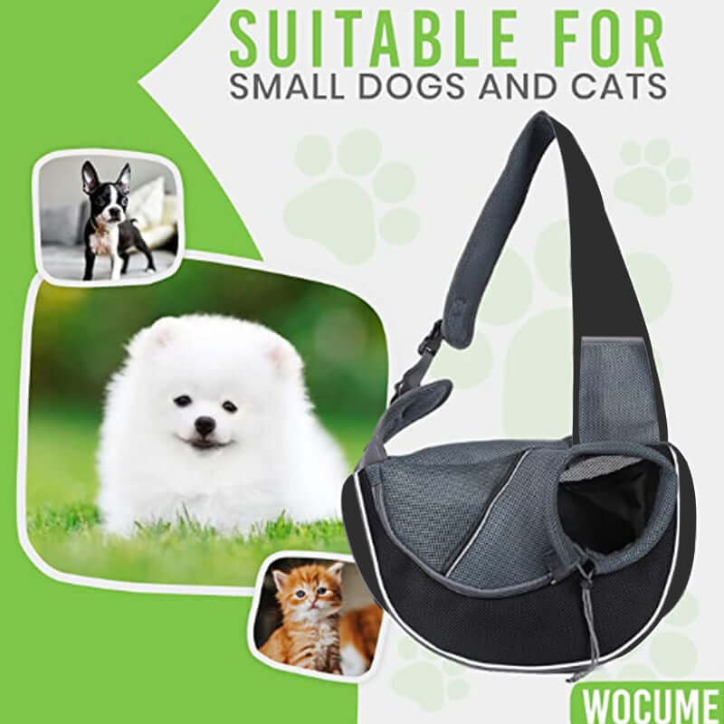 Carrying Pets Bag Women Outdoor Portable Crossbody Bag For Dogs Cats Pet Products with images of small dogs and cats.