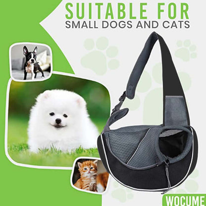 Carrying Pets Bag Women Outdoor Portable Crossbody Bag For Dogs Cats Pet Products with images of small dogs and cats.