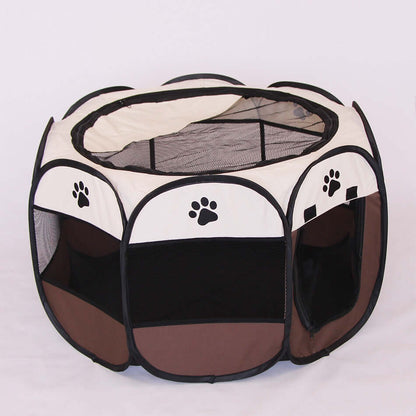 Folding Octagonal Pet Fence Oxford Cloth Cat And Dog Kennel designed for outdoor use with breathable mesh and waterproof fabric.